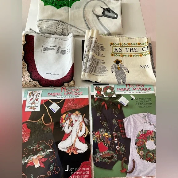 Crafts No-Sew Fabric Appliqué Daisy Kingdom Christmas Swan Apron Mitt Scare Crow - Picture 1 of 15